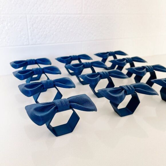 Stylish Bow Napkin Rings – Navy Blue - Handmade - Wedding Party Event Planner - Picture 12 of 13